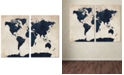 Trademark Global Michael Tompsett 'World Map - Navy' 2 Panel Art Set - 16" x 24"